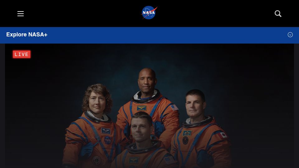 Screenshot of nasa.gov: Artemis II Launch Day Updates