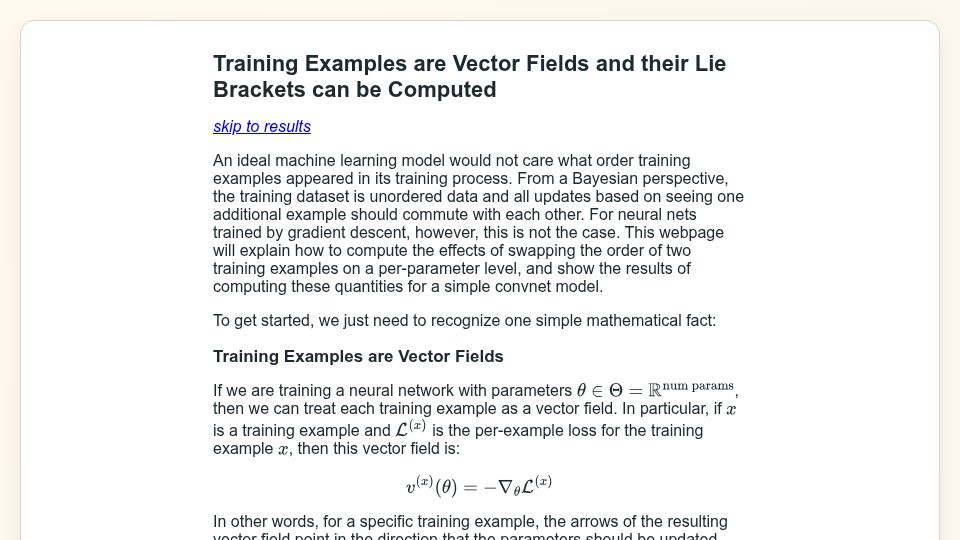 Screenshot of pbement.com: The Training Example Lie Bracket