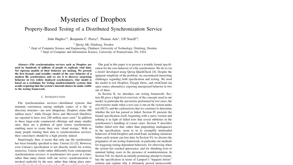 Screenshot of cis.upenn.edu: Mysteries of Dropbox: Testing of a Distributed Sync Service (2016) [pdf]