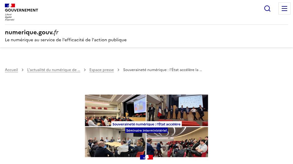 Screenshot of numerique.gouv.fr: France Launches Government Linux Desktop Plan as Windows Exit Begins