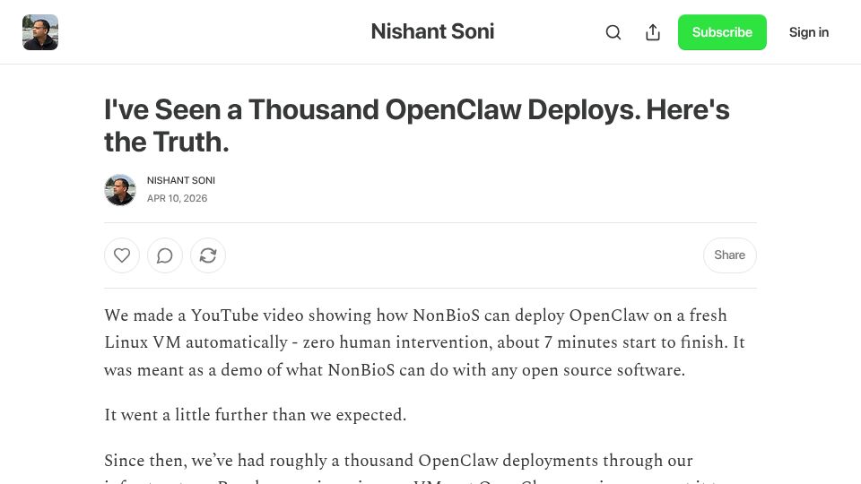 Screenshot of blog.nishantsoni.com: OpenClaw’s memory is unreliable, and you don’t know when it will break