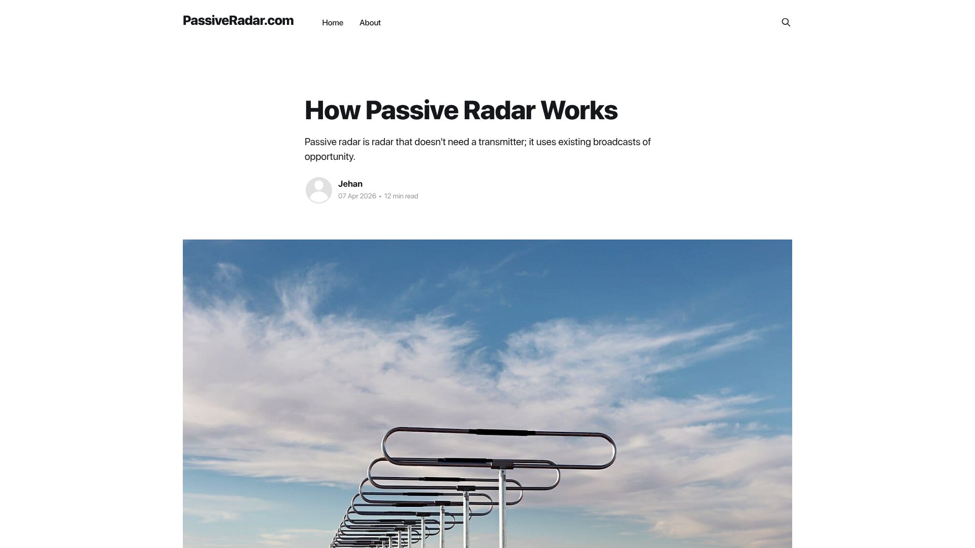 Screenshot of passiveradar.com: How Passive Radar Works