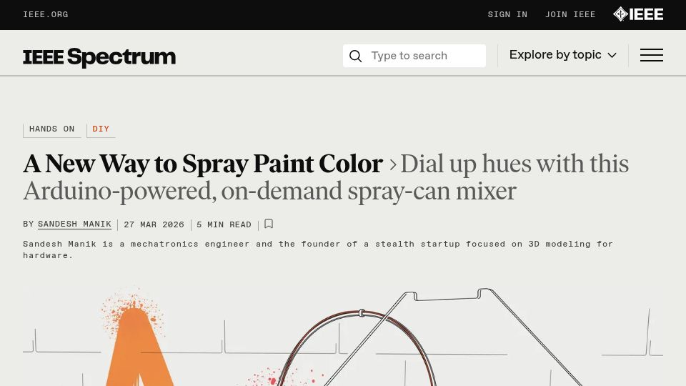 Screenshot of spectrum.ieee.org: A New Way to Spray Paint Color