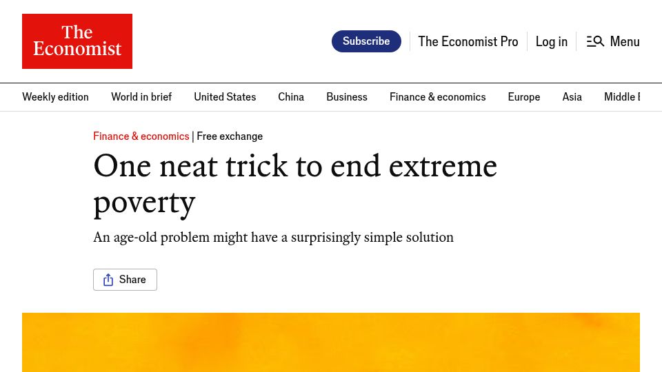 Screenshot of economist.com: One neat trick to end extreme poverty