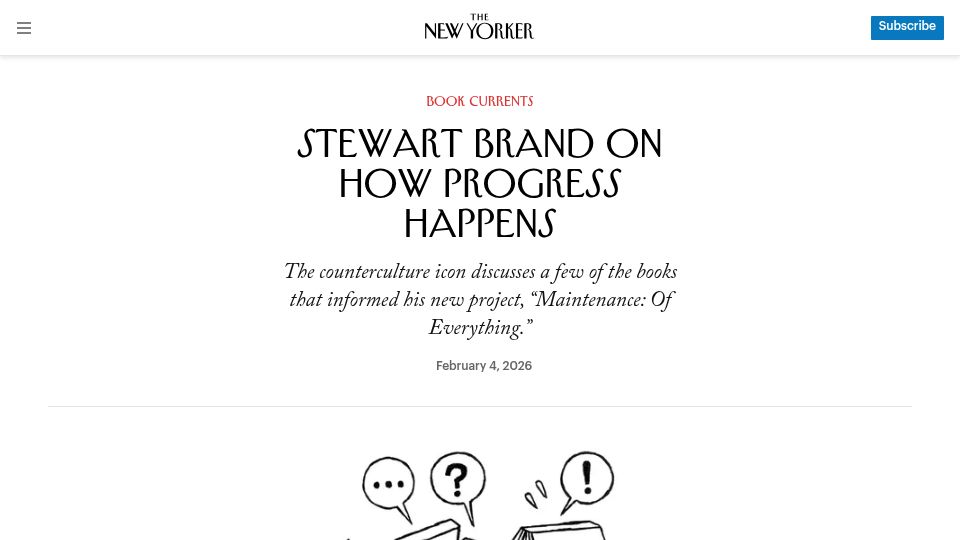 Screenshot of newyorker.com: Stewart Brand on how progress happens
