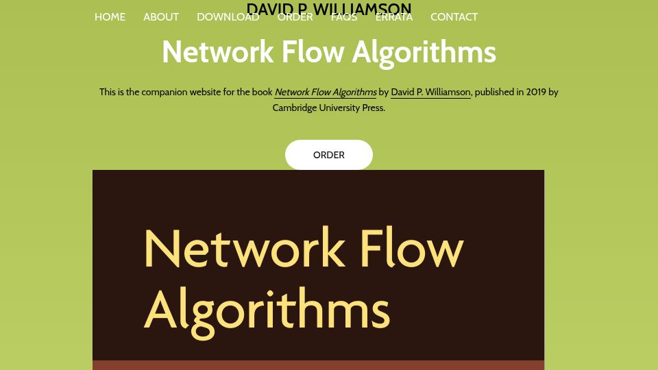 Screenshot of networkflowalgs.com: Network Flow Algorithms