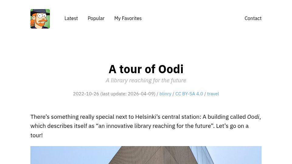 Screenshot of blinry.org: A Tour of Oodi