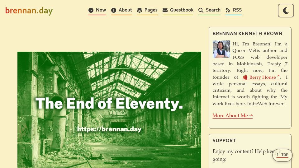 Screenshot of brennan.day: The End of Eleventy