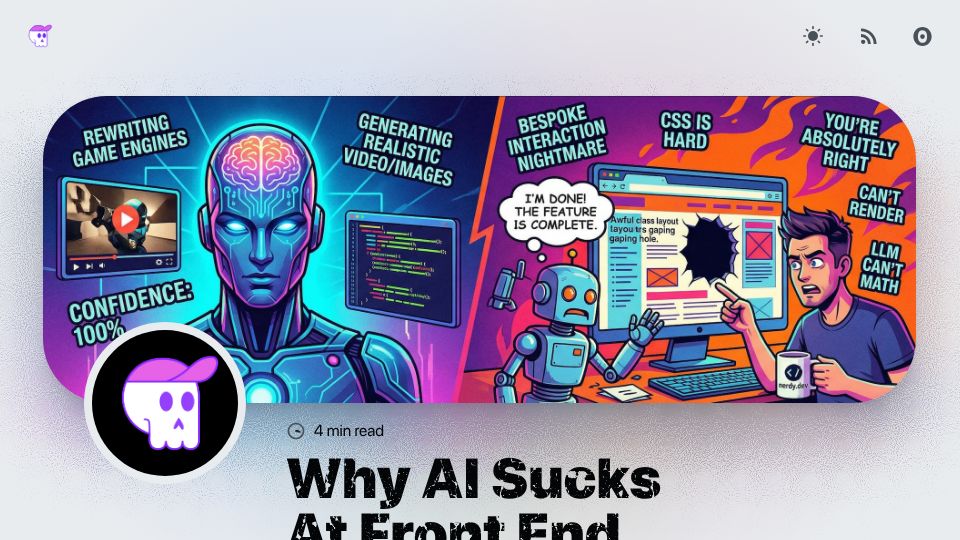 Screenshot of nerdy.dev: Why AI Sucks at Front End