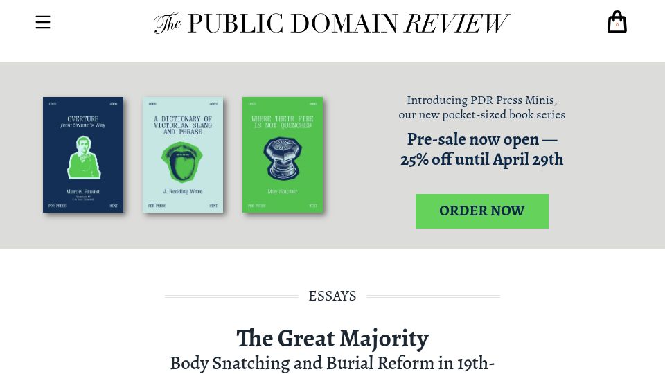 Screenshot of publicdomainreview.org: The Great Majority: Body Snatching and Burial Reform in 19th-Century Britain