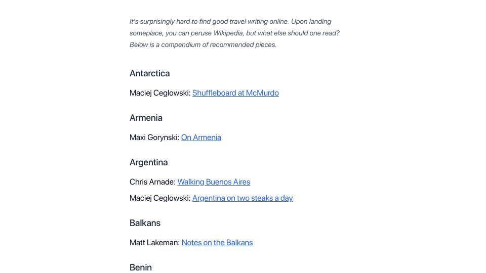Screenshot of guide.world: Guide.world: A compendium of travel guides