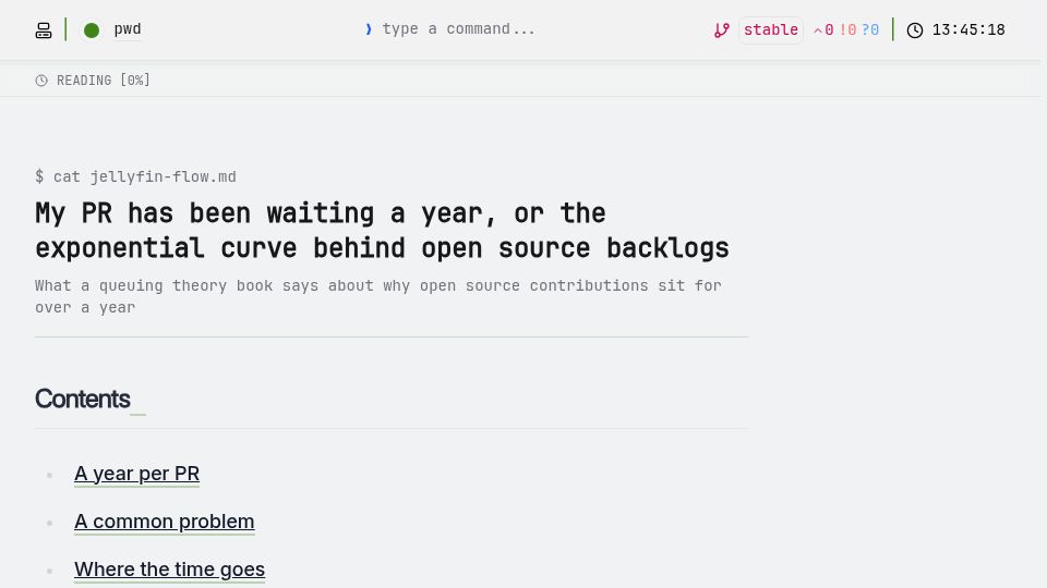 Screenshot of armanckeser.com: The exponential curve behind open source backlogs