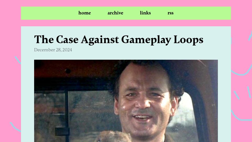 Screenshot of blog.joeyschutz.com: The Case Against Gameplay Loops