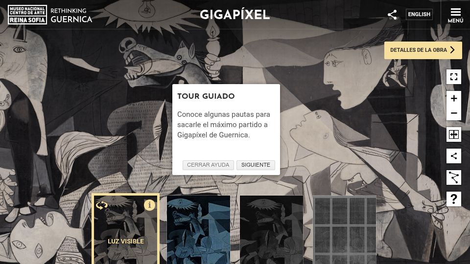 Screenshot of guernica.museoreinasofia.es: Picasso’s Guernica (Gigapixel)