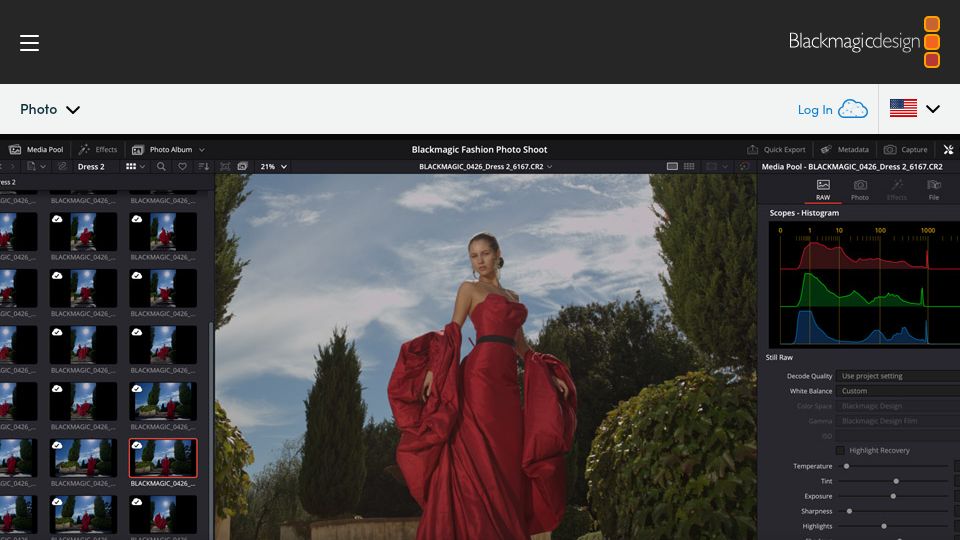 Screenshot of blackmagicdesign.com: DaVinci Resolve – Photo