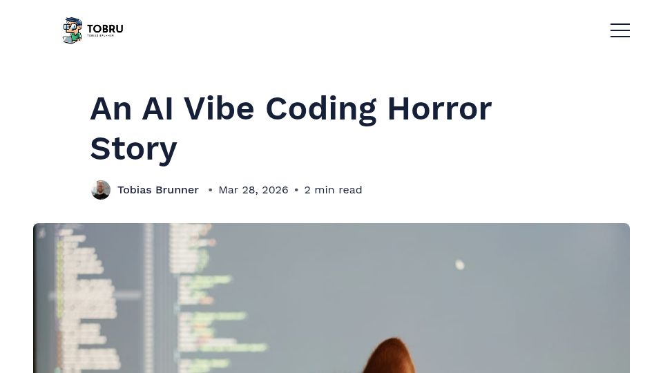 Screenshot of tobru.ch: An AI Vibe Coding Horror Story