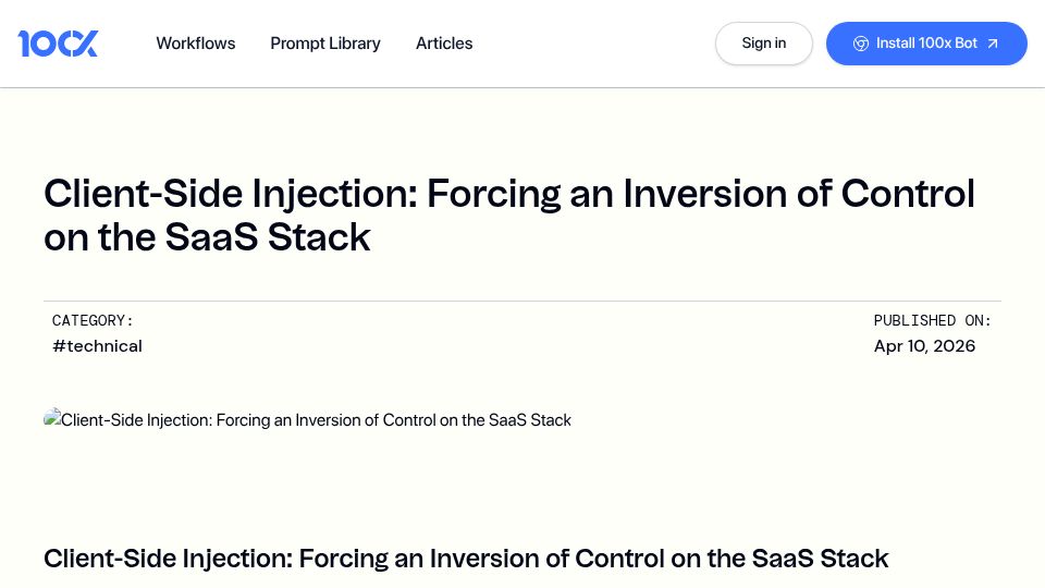 Screenshot of 100x.bot: Forcing an inversion of control on the SaaS stack