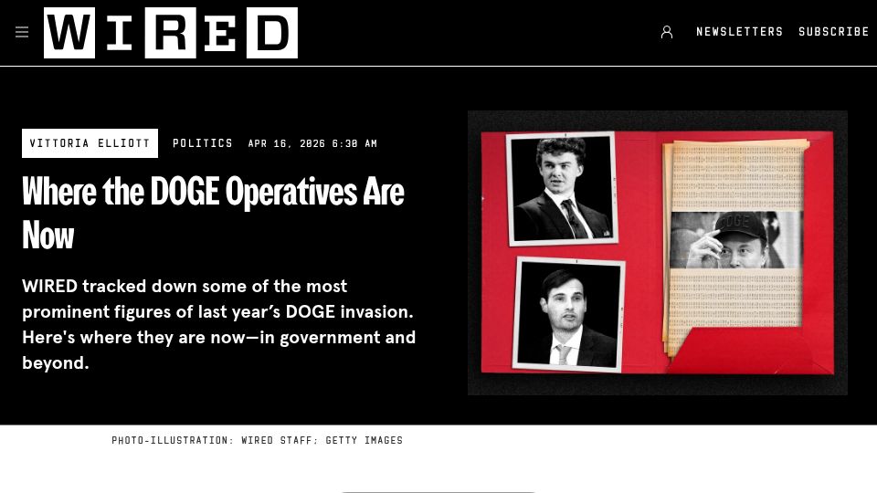 Screenshot of wired.com: Where the DOGE Operatives Are Now