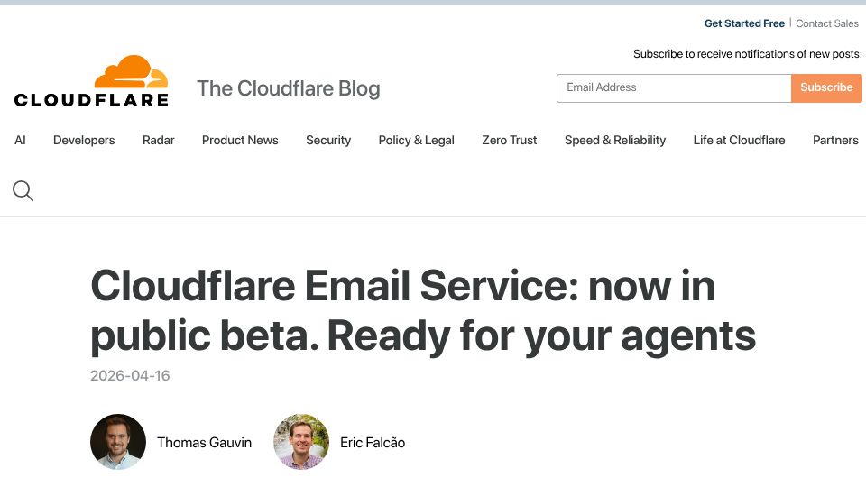 Screenshot of blog.cloudflare.com: Cloudflare Email Service