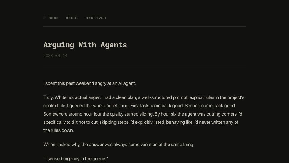 Screenshot of blowmage.com: Arguing with Agents