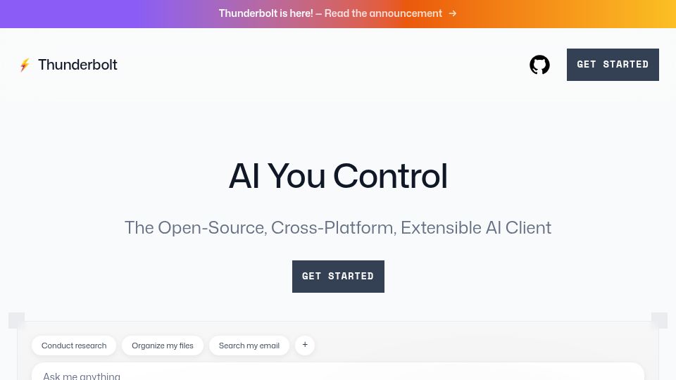 Screenshot of thunderbolt.io: Mozilla Thunderbolt