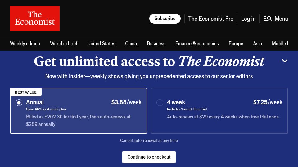 Screenshot of economist.com: Five men control AI. Who should control them?