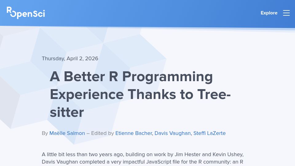 Screenshot of ropensci.org: A Better R Programming Experience Thanks to Tree-sitter