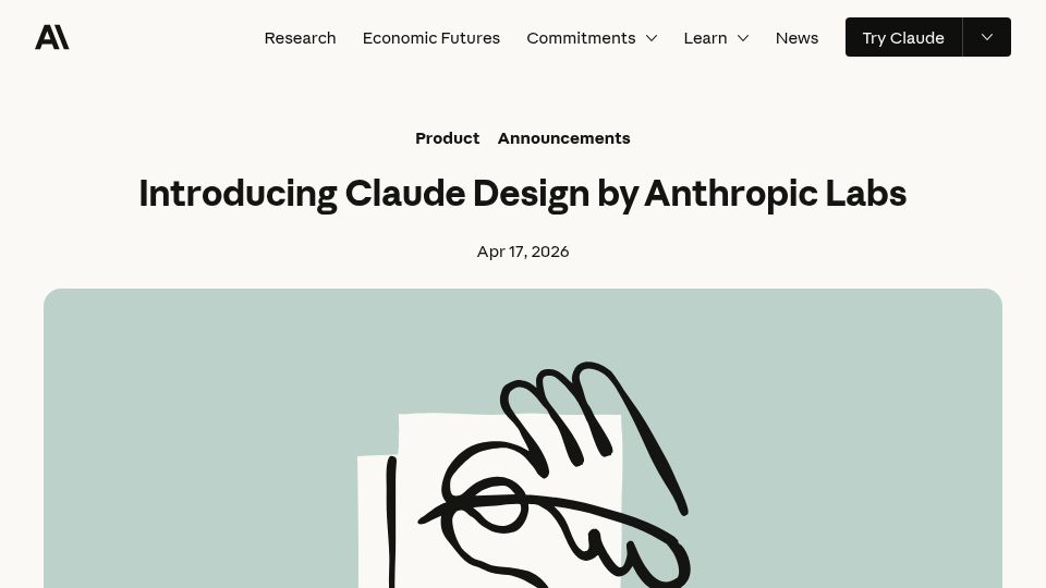 Screenshot of anthropic.com: Claude Design