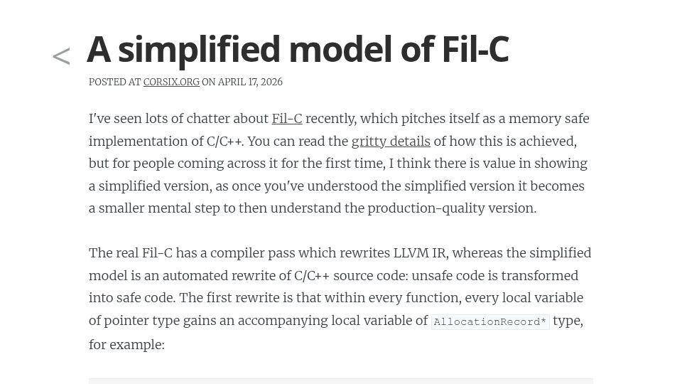 Screenshot of corsix.org: A simplified model of Fil-C