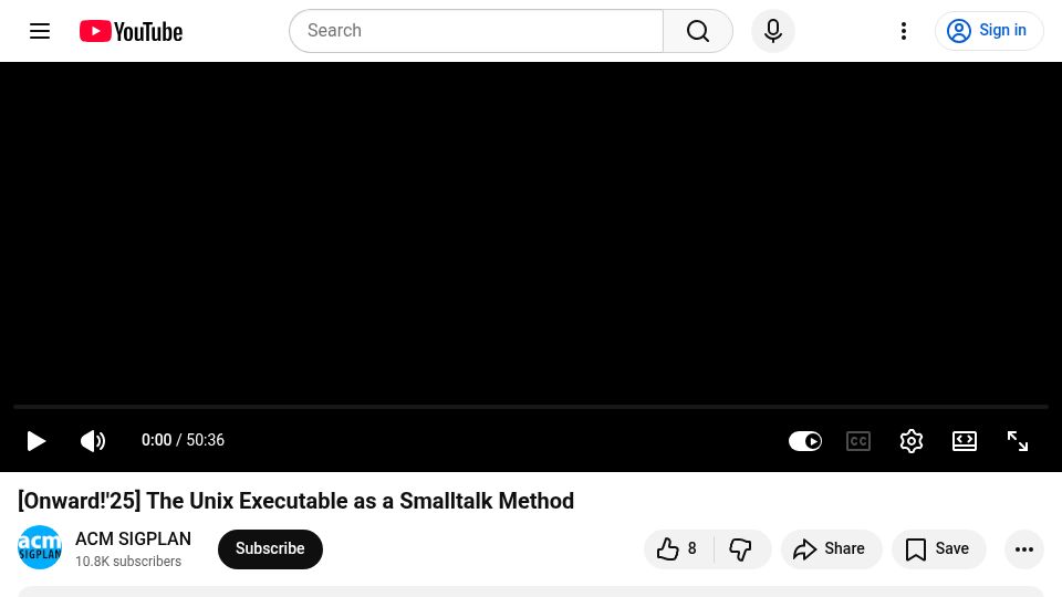 Screenshot of youtube.com: The Unix executable as a Smalltalk method (2025) [video]