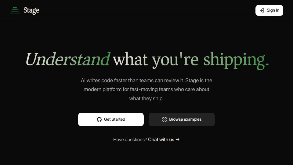Screenshot of stagereview.app: Show HN: Stage – Putting humans back in control of code review