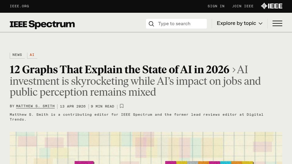 Screenshot of spectrum.ieee.org: Graphs that explain the state of AI in 2026