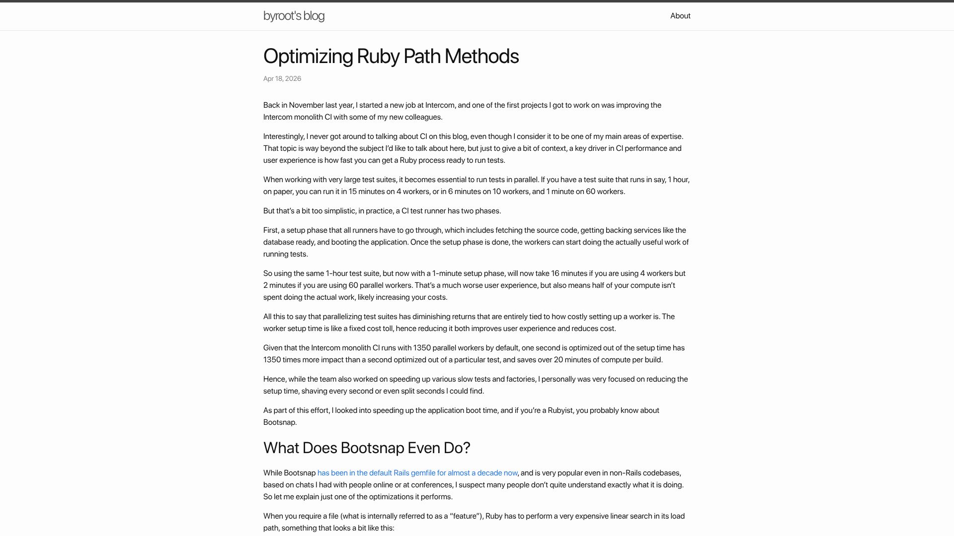 Screenshot of byroot.github.io: Optimizing Ruby Path Methods