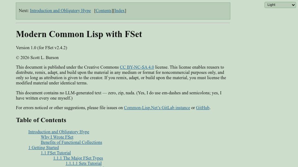 Screenshot of fset.common-lisp.dev: Modern Common Lisp with FSet
