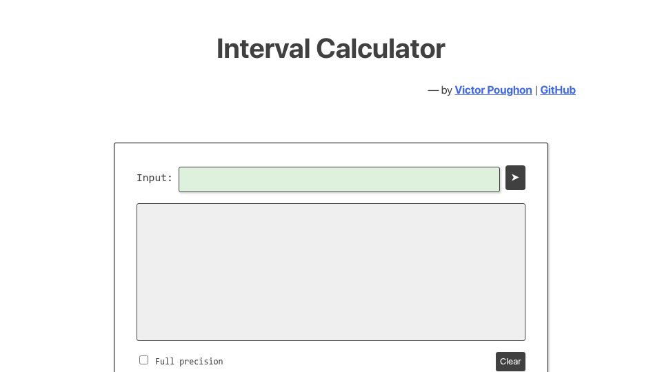Screenshot of victorpoughon.github.io: Show HN: I made a calculator that works over disjoint sets of intervals