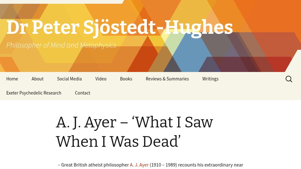 Screenshot of philosopher.eu: A. J. Ayer – ‘What I Saw When I Was Dead’ (1988)