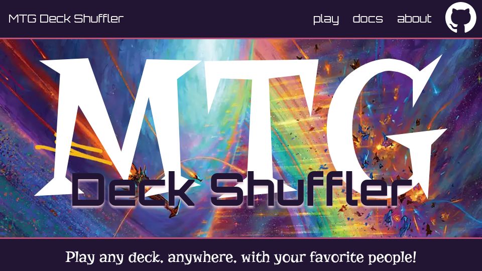 Screenshot of mtg.jessitron.honeydemo.io: Magic the Gathering Deck Shuffler