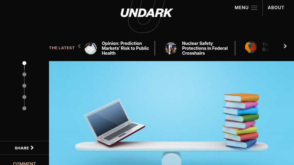 Screenshot of undark.org: Sweden goes back to basics, swapping screens for books in the classroom