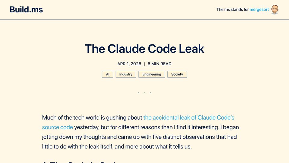 Screenshot of build.ms: The Claude Code Leak