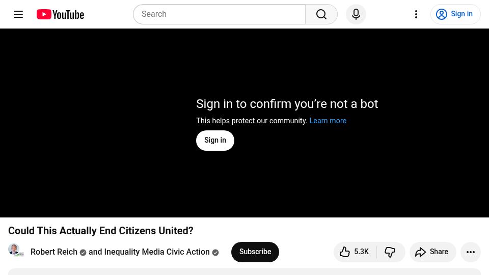 Screenshot of youtube.com: Montana referendum to outlaw corporate campaign contributions [video]