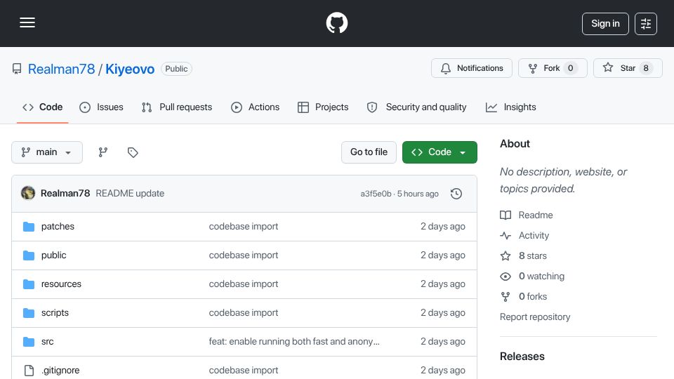 Screenshot of github.com: Show HN: A P2P messenger with dual network modes (Fast and Tor)