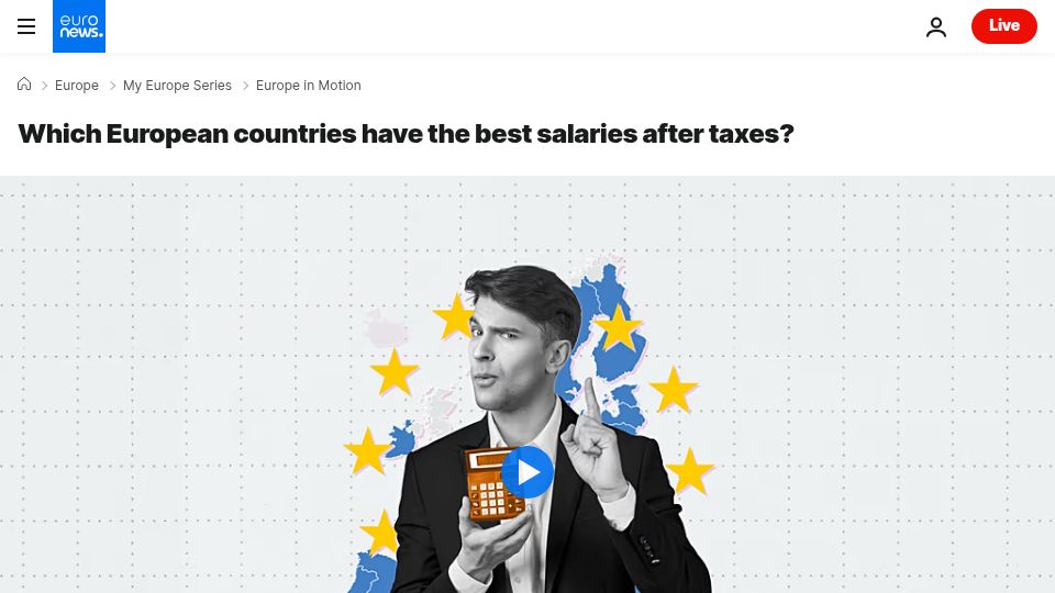 Screenshot of euronews.com: Which European countries have the best salaries after taxes?