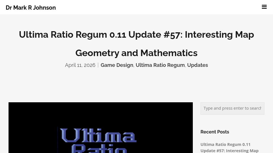 Screenshot of markrjohnsongames.com: Interesting Map Geometry and Mathematics