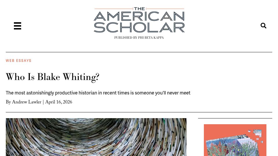 Screenshot of theamericanscholar.org: Who Is Blake Whiting?
