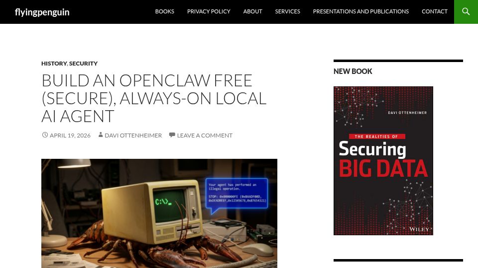 Screenshot of flyingpenguin.com: OpenClaw isn't fooling me. I remember MS-DOS