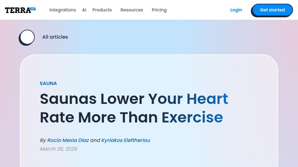 Screenshot of tryterra.co: Sauna effect on heart rate