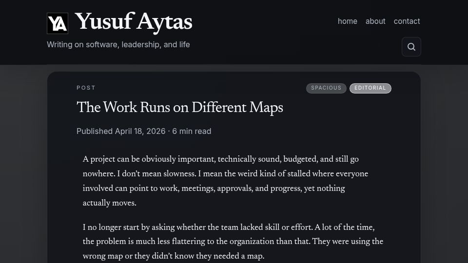 Screenshot of yusufaytas.com: The Work Runs on Different Maps