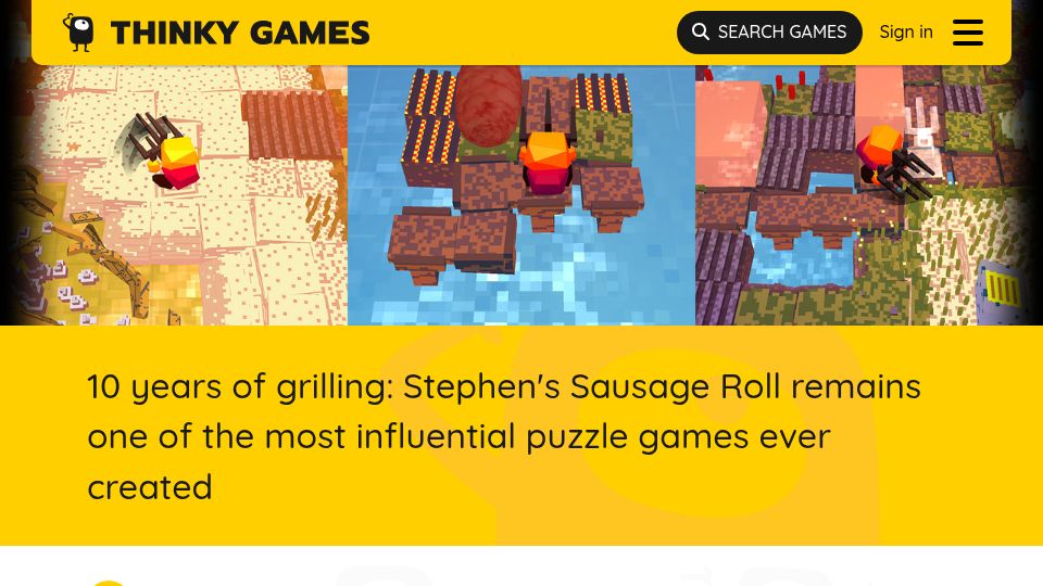 Screenshot of thinkygames.com: Stephen's Sausage Roll remains one of the most influential puzzle games