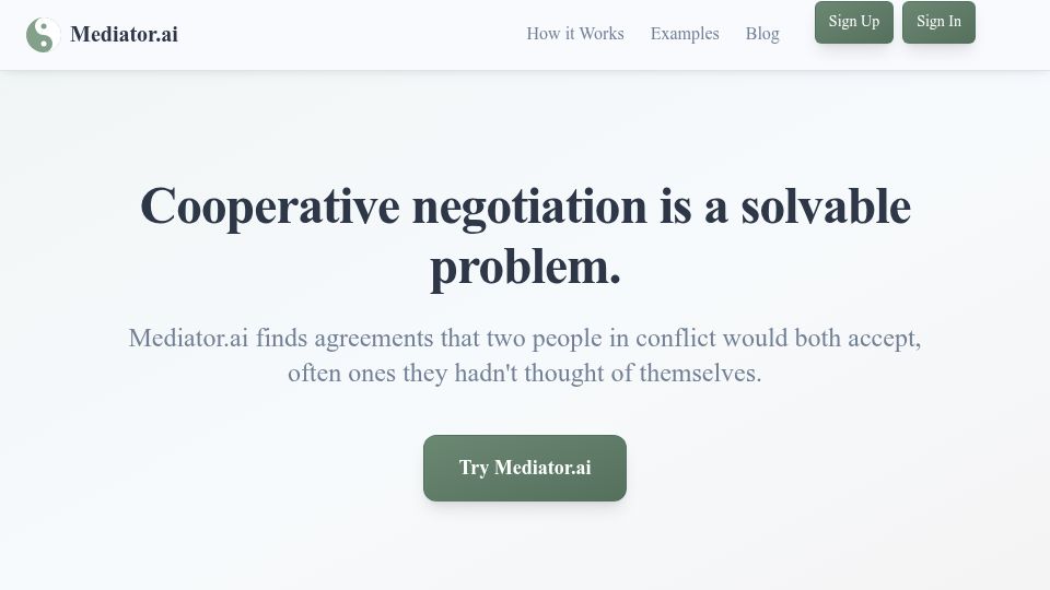 Screenshot of mediator.ai: Show HN: Mediator.ai – Using Nash bargaining and LLMs to systematize fairness