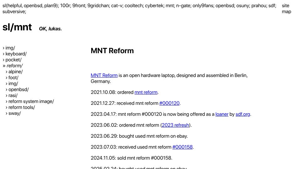 Screenshot of mnt.stanleylieber.com: MNT Reform is an open hardware laptop, designed and assembled in Germany